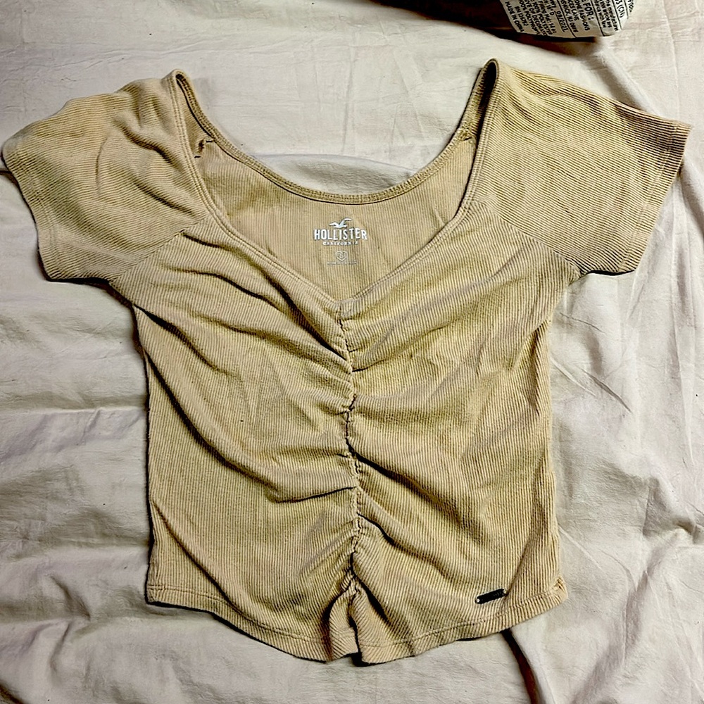 Hollister tan crop top small